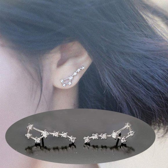 Stylish Dipper Shaped Fancy Gift Dazzling CZ Stud Earrings, GPMB1398 - Picture 3 of 4